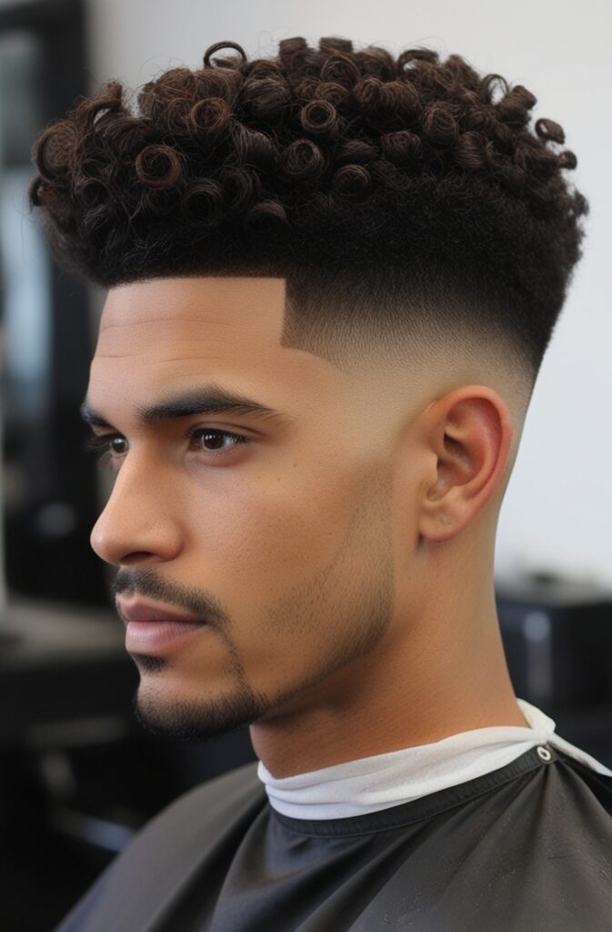 29 Curly Fade Hairstyles for Men in 2025 27 Curly High Top Fade