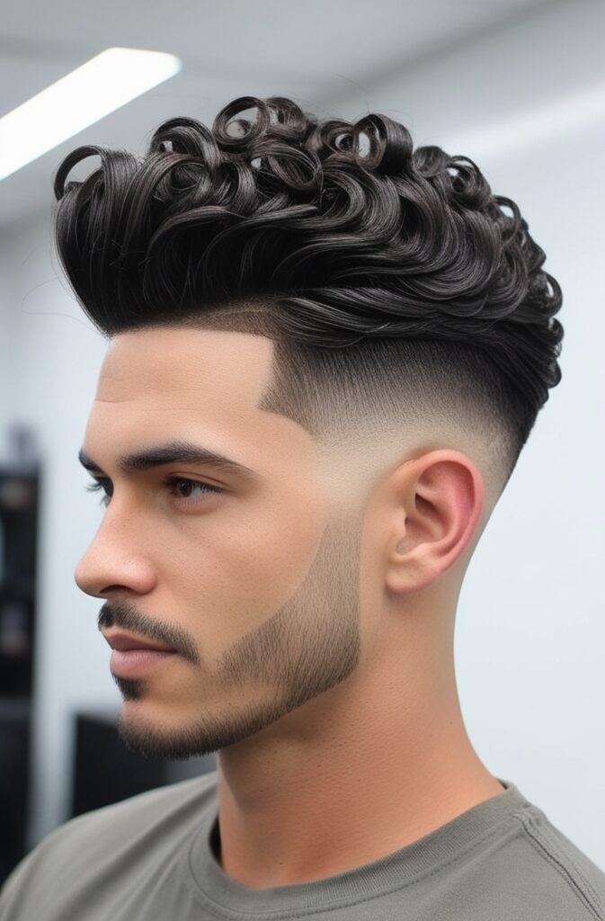 29 Curly Fade Hairstyles for Men in 2025 23 Curly Pompadour Fade