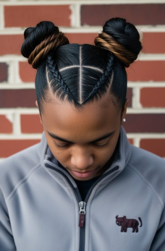 Double Buns with Braids