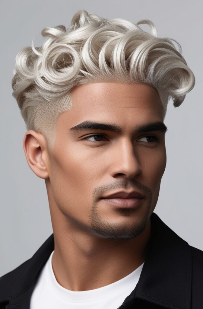 29 Curly Fade Hairstyles for Men in 2025 9 Faded Platinum Blonde Curls