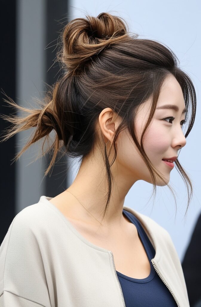 High Bun with Loose Strands