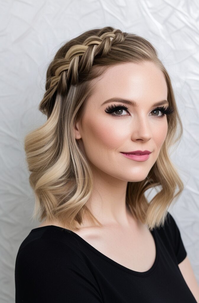 Wavy Lob with Side Braid