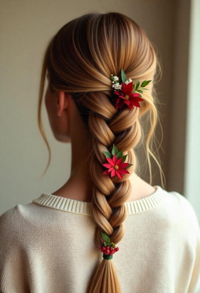 French Braid with Flower Accessories