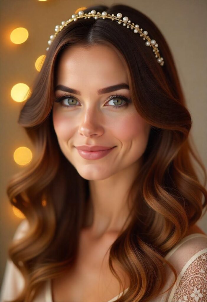 Glam Hollywood Waves with a Holiday Headband