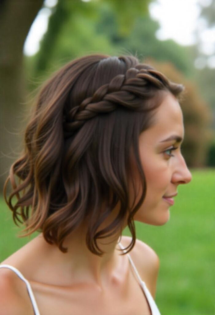 Wavy Lob with Side Braid