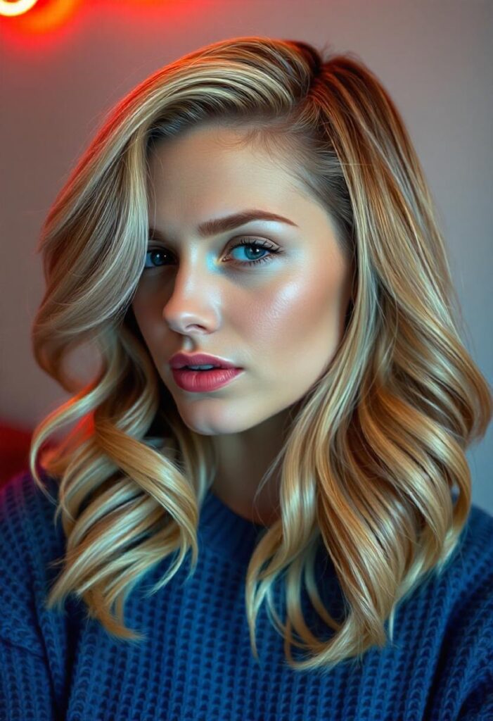 Side Part Blonde Waves