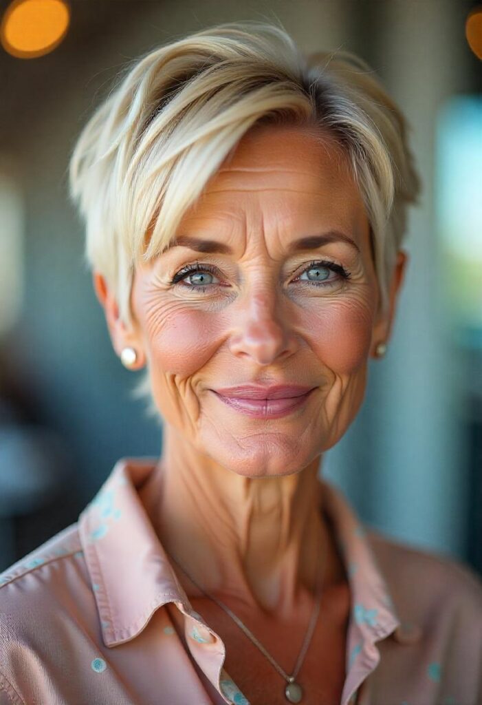 20 Pixie Hairstyles for Women Over 50: Trendy Cuts to Refresh Your Look 3 Blonde Choppy Pixie for Older Women