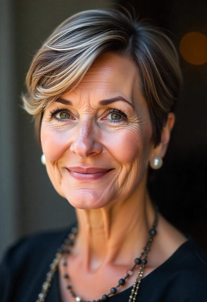 20 Pixie Hairstyles for Women Over 50: Trendy Cuts to Refresh Your Look 8 Rounded Pixie with Highlights