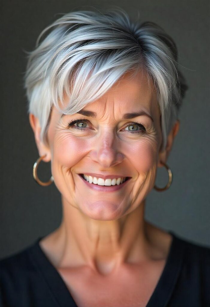 20 Pixie Hairstyles for Women Over 50: Trendy Cuts to Refresh Your Look 12 Textured Pixie with Side-Swept Fringe