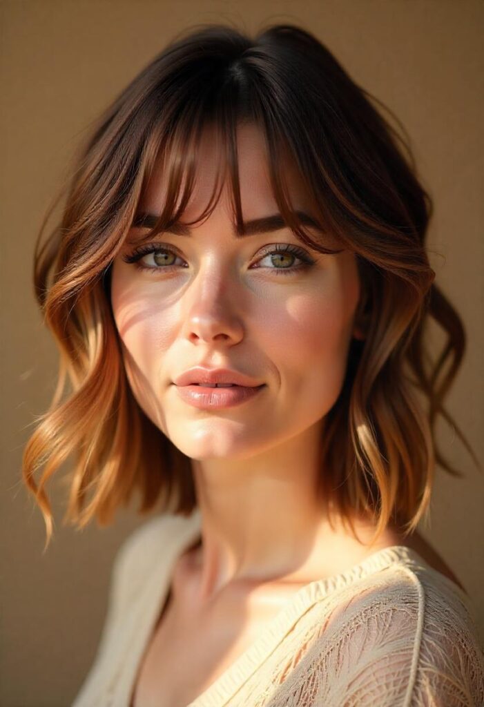  Lob with Curtain Bangs