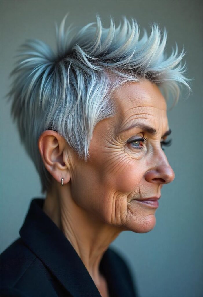 Spiky Pixie with Platinum Highlights