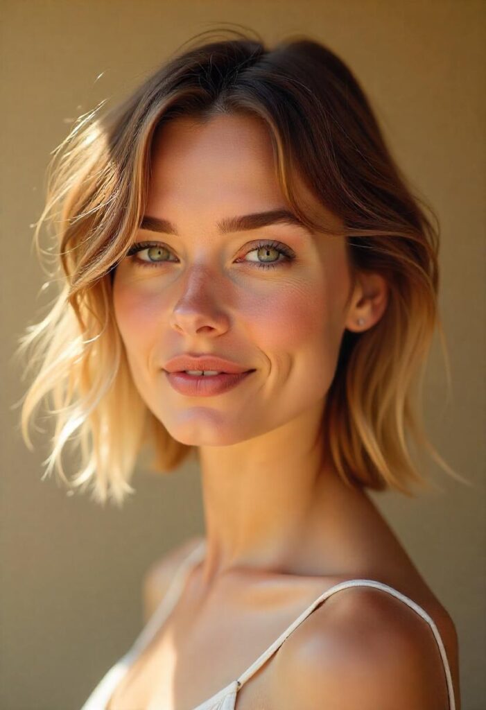 Wavy Lob with Balayage Highlights