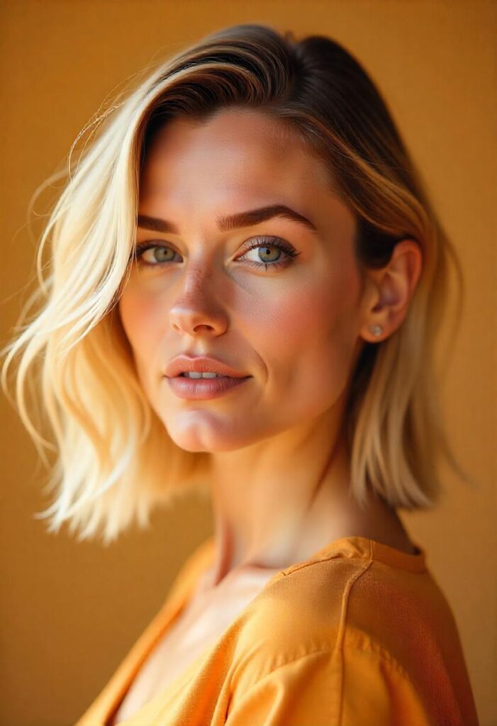 Blonde Long Bob with Dark Roots