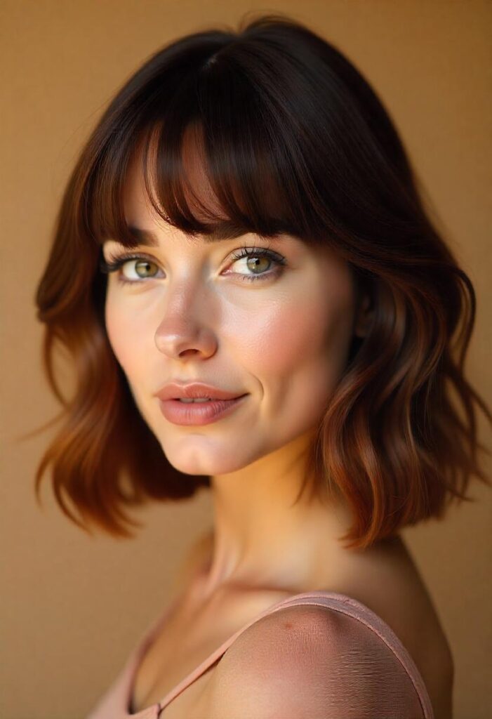 Voluminous Lob with Bangs