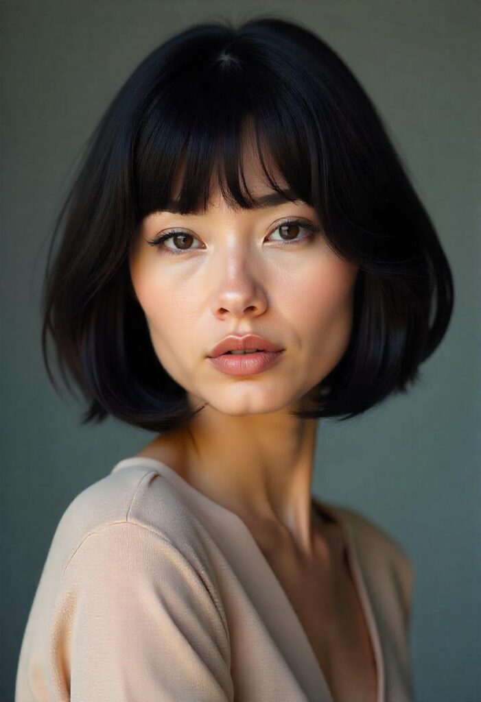 Rounded Long Bob for Black Hair