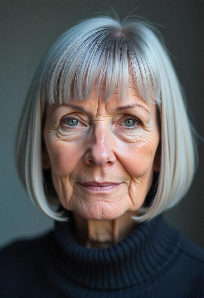  Straight Lob with Bangs