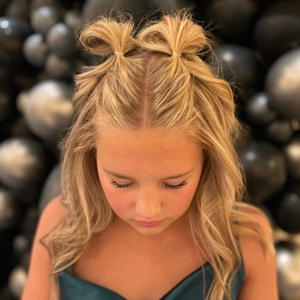 17 Easy Back to School Hairstyles for Girls of All Ages 16 Double Half-Up Bows
