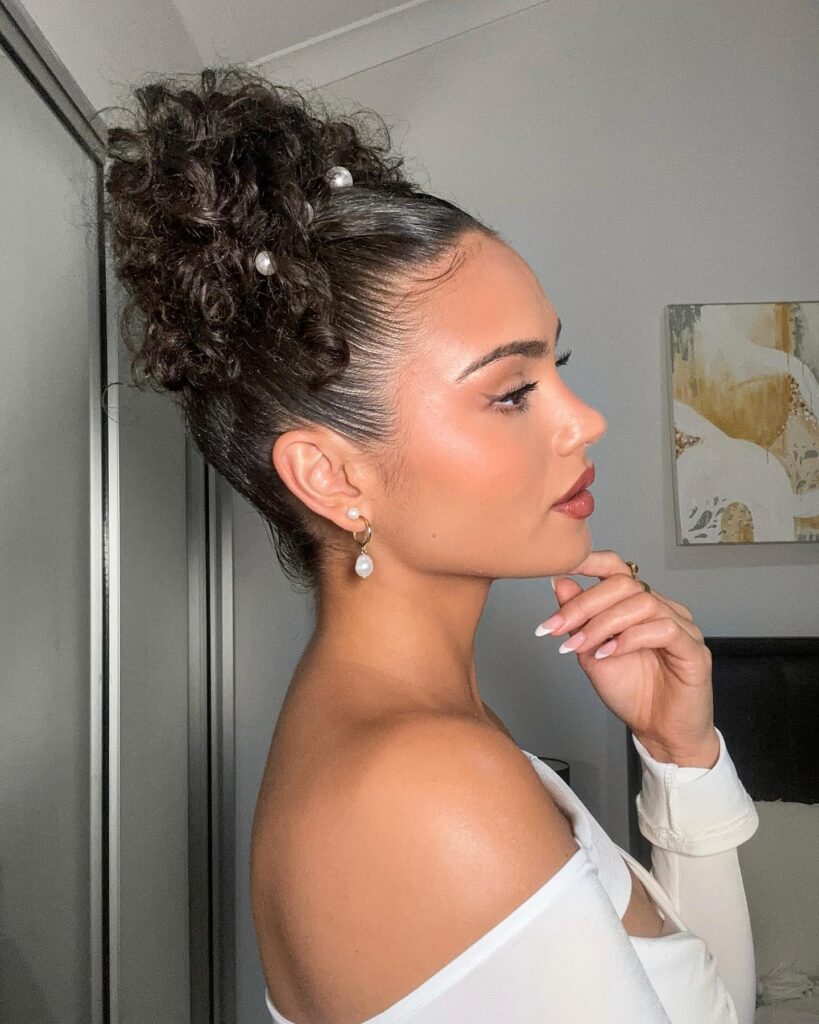 Curly Updo with Pearls