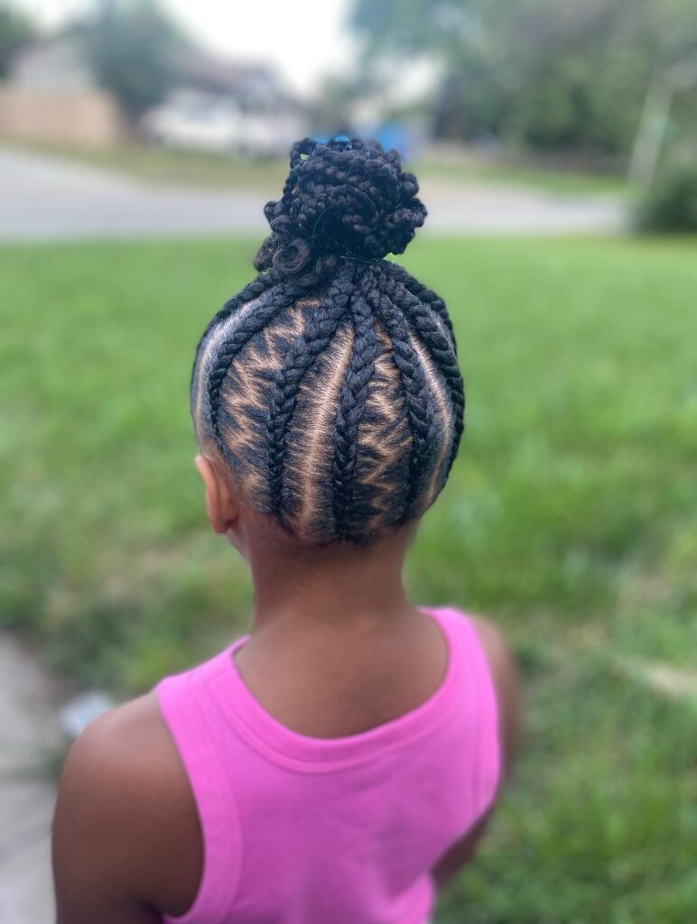 Zig-Zag Cornrows into a Bun