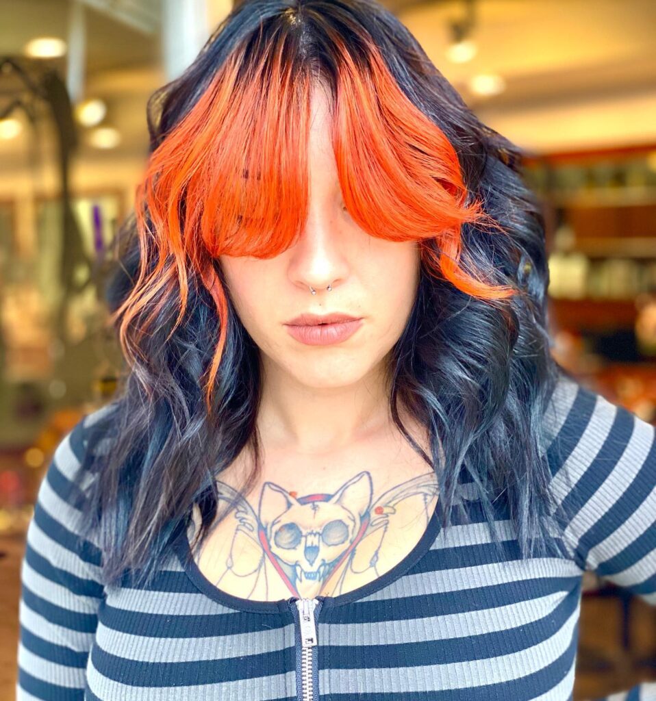10 Spooky Halloween Hair Colors to Try This Year 3 Orange Bangs