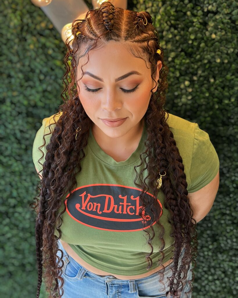 12 Quick Summer Vacation Hairstyles You Can Do in Minutes 12 Cornrow Braids with Curly Extensions