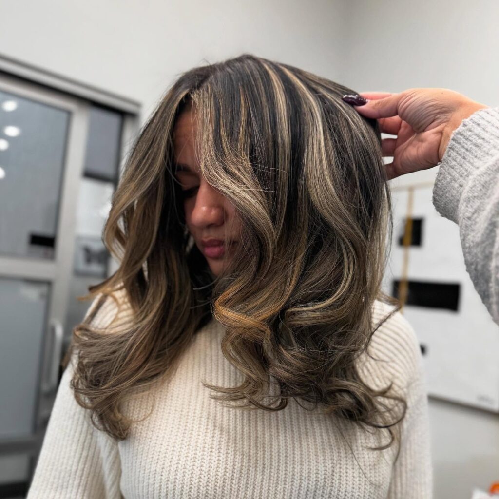 Blonde-Touched Brunette Balayage