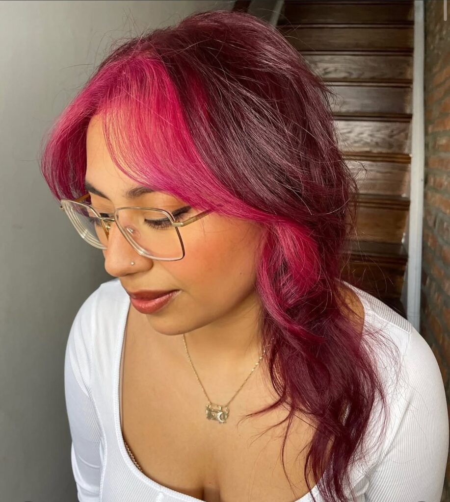 8 Fresh Ways to Wear Cherry Cola Hair 15 Cherry Cola Hair with Pink Color Blocking