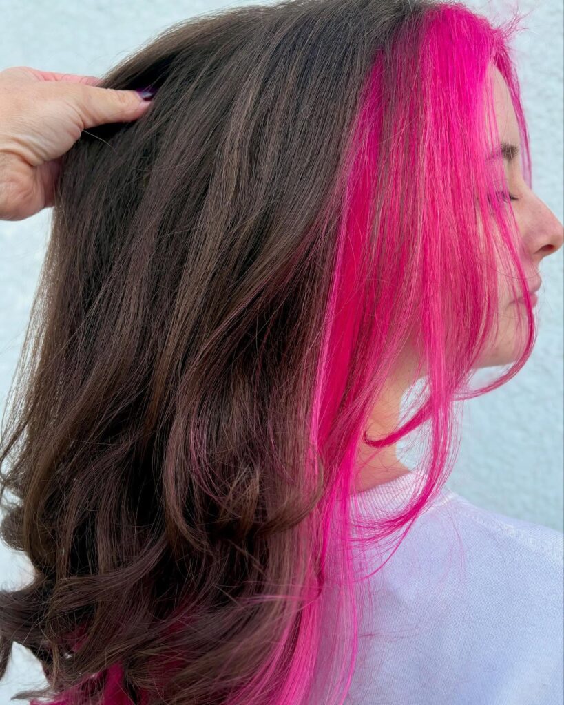 15 Best Pink Hair Color Ideas to Try This Halloween 6 Wicked Hot Pink Streak