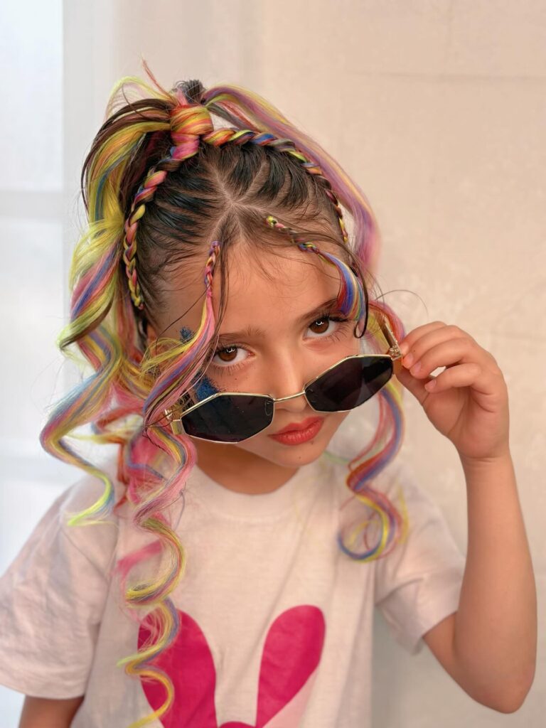 Rainbow Twists & Curls Ponytail